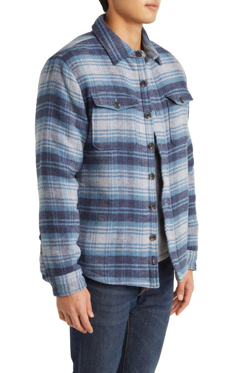 Faherty High Pile Fleece Lined Organic Cotton Blend Shirt Jacket, Alternate, color, 