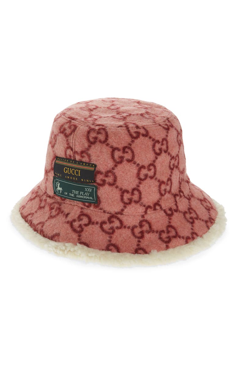 Gucci GG Faux Shearling Lined Wool Blend Bucket Hat, Main, color, 