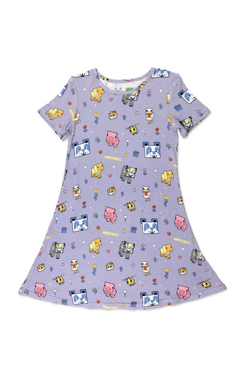 Kids' Minecraft Pixel Pals Short Sleeve Dress