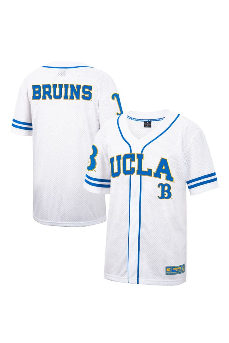 Men's Colosseum White UCLA Bruins Free Spirited Mesh Button-Up Baseball Jersey, Main, color, White