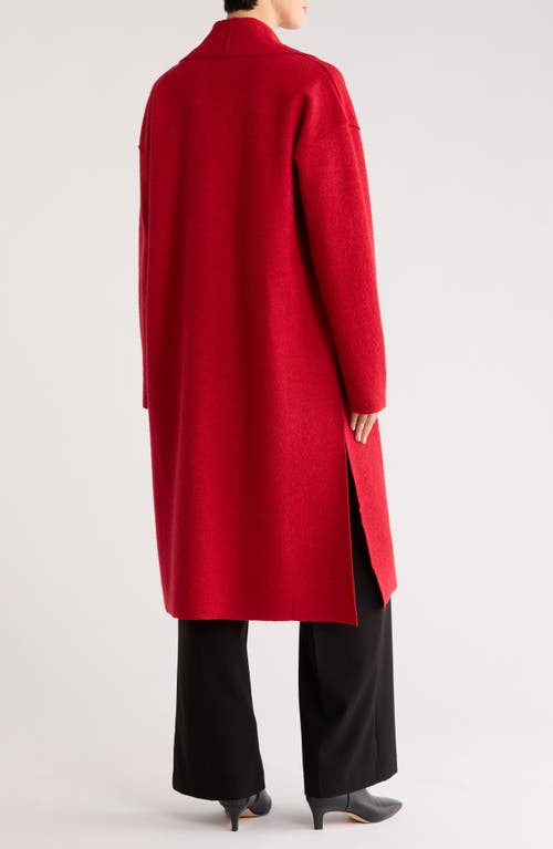 Eileen Fisher High Collar Wool Felted Coat In Red