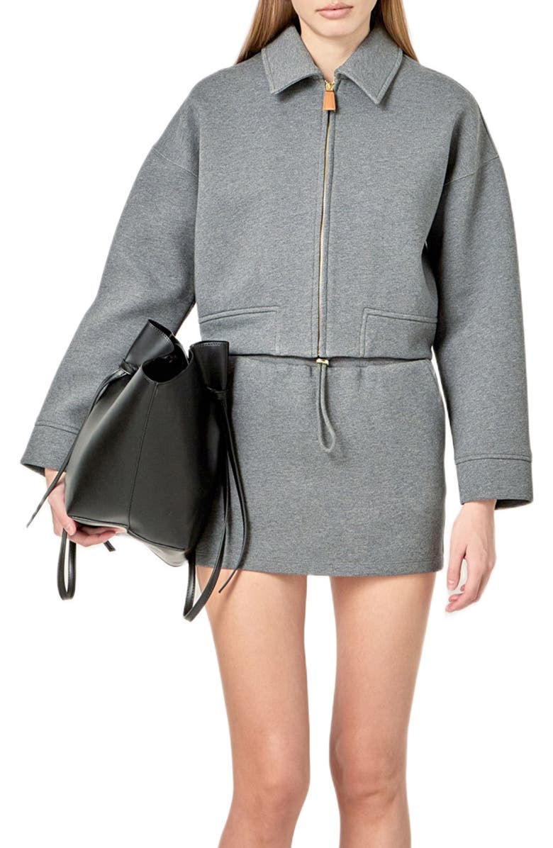 English Factory Crop Zip Cotton Jacket, Main, color, Charcoal