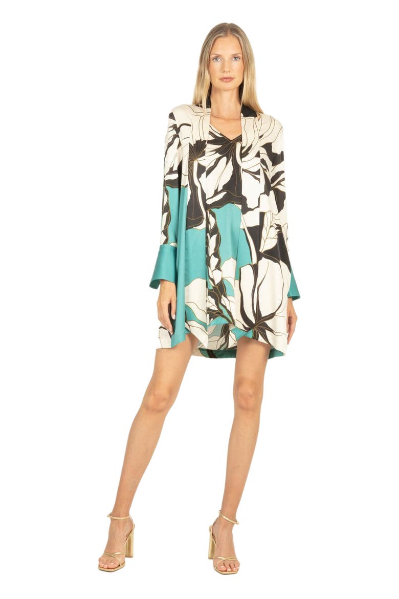 Nerissa Dress, Alternate, color, CYAN GREEN ABSTRACT FLORAL