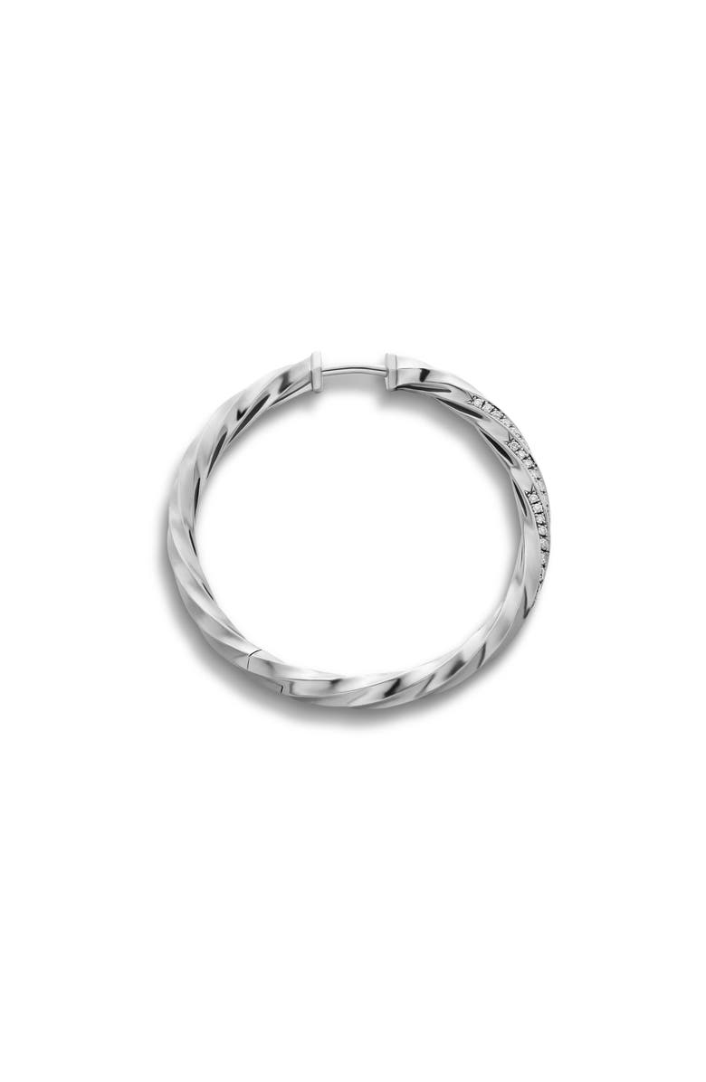 David Yurman Cable Edge<sup>™</sup> Hoop Earrings in Recycled Sterling Silver with Pavé Diamonds, Alternate, color, Sterling Silver Recycled