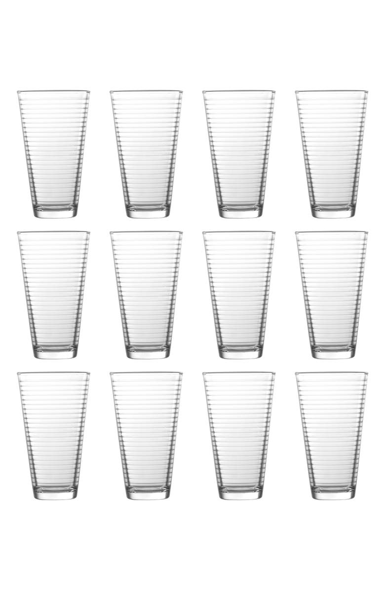 Fortessa Arcade Set of 12 Highball Glasses, Main, color, Clear
