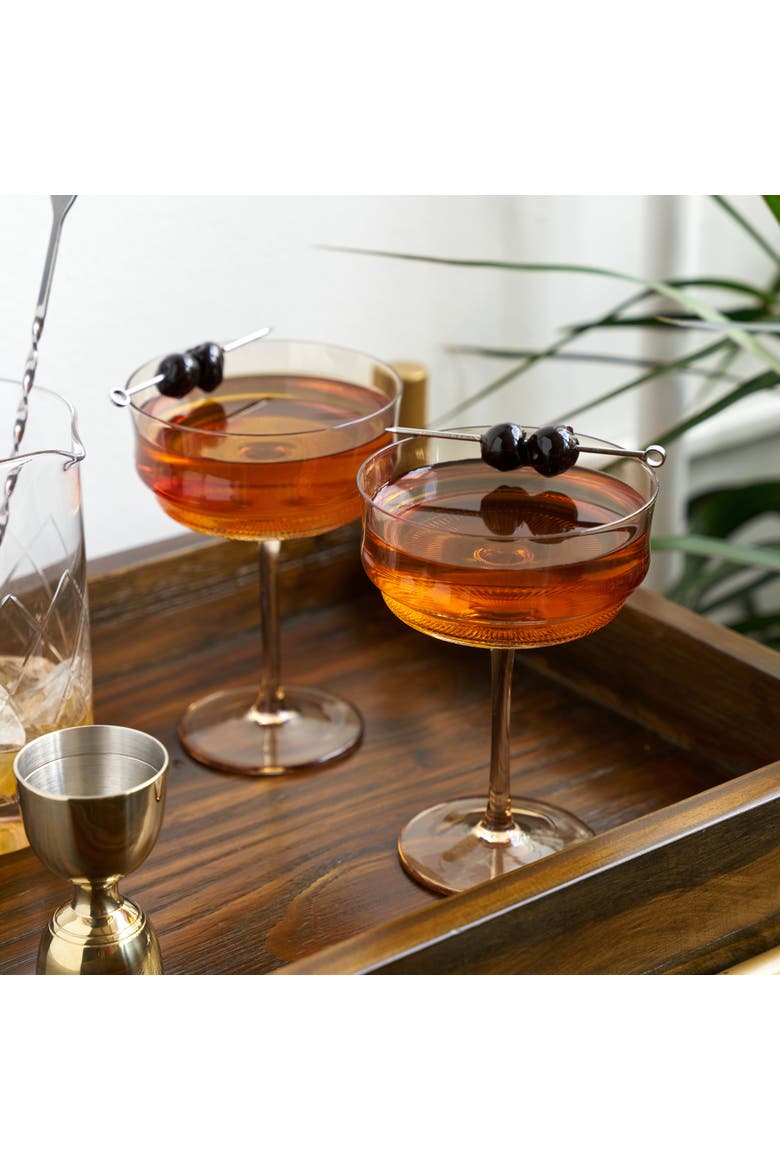 Tulip Coupe Glasses in Amber Set of 2, Alternate, color, Copper