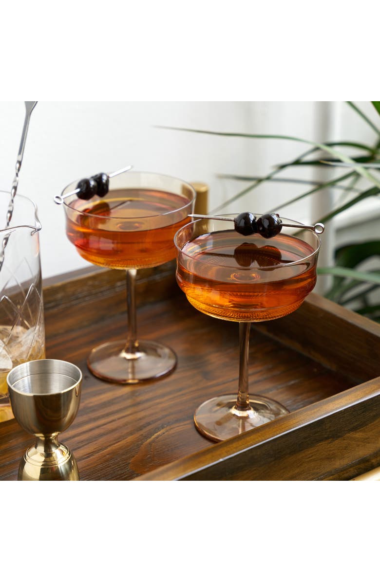 TWINE Tulip Coupe Glasses in Amber Set of 2, Alternate, color, Copper