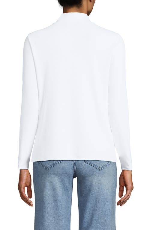 Lands' End Drapey Rib Skimming Long Sleeve Mock Neck In Crisp White