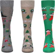 MeMoi Assorted 3-Pack Christmas Crew Socks
