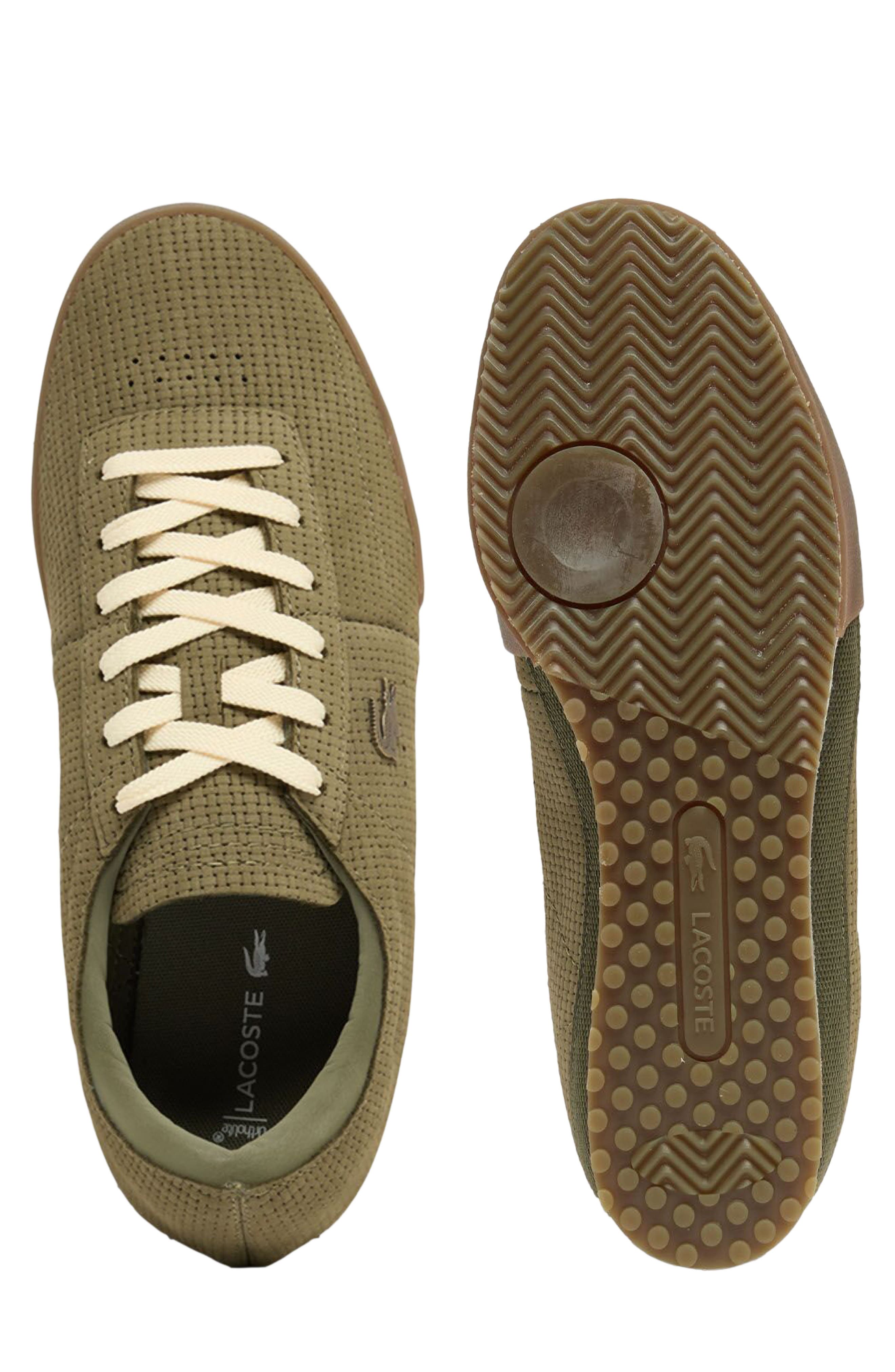 Lacoste Aura Embossed Leather Low Top Sneaker, Alternate, color, Khaki/ Gum