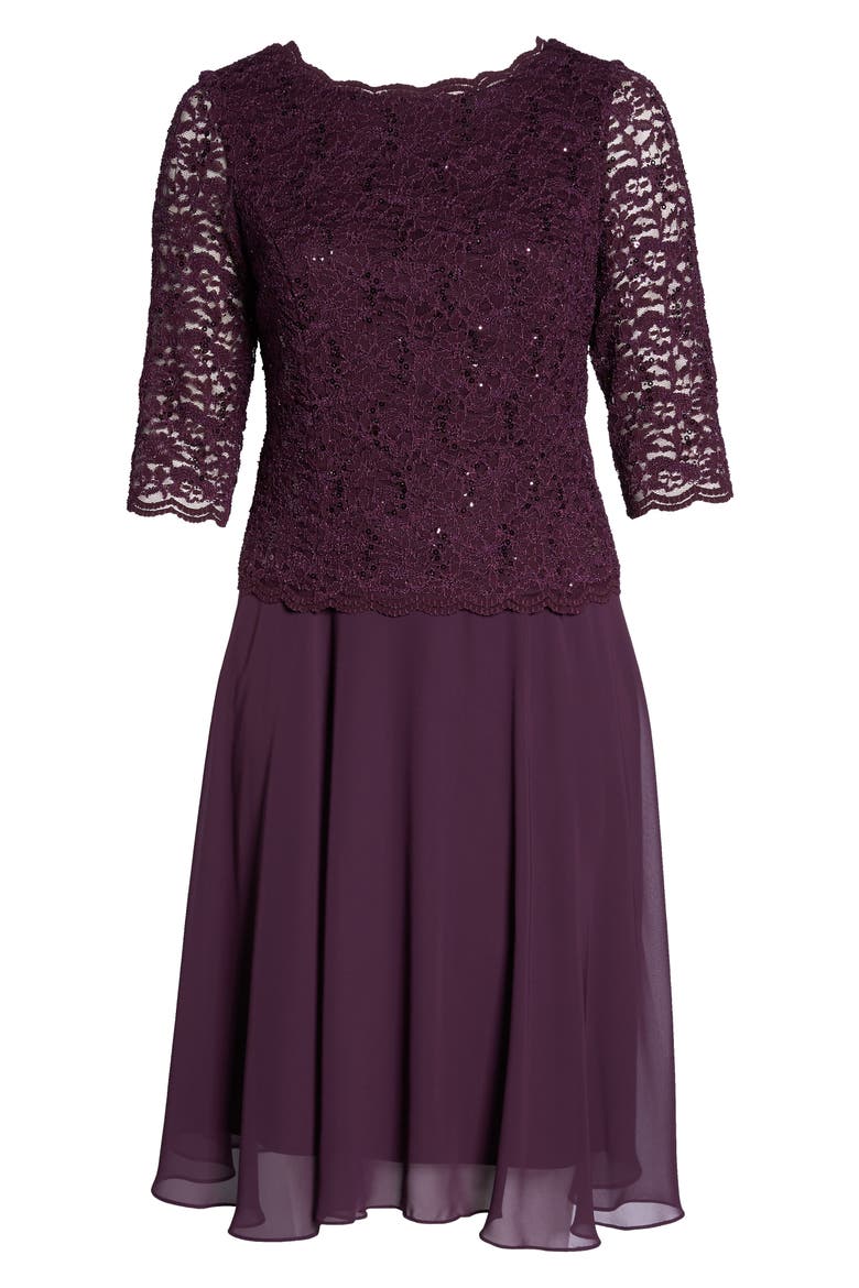 Mock Two-Piece Midi Dress, Alternate, color, DEEP PLUM