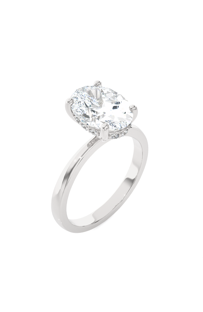 Bliss Diamond Certified 3.10Ct Oval Diamond Hidden Halo Engagement Ring in 14k Gold, Alternate, color, 14K White Gold