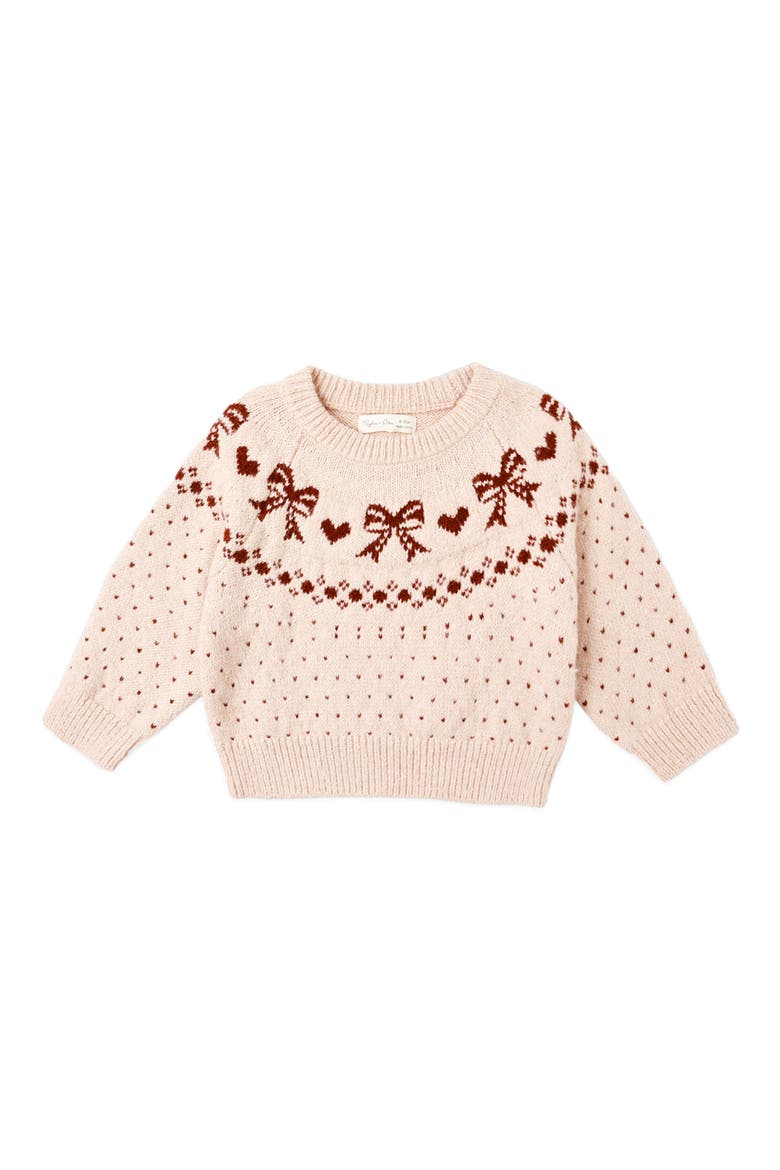 Bow Fair Isle Sweater, Main, color, PETAL