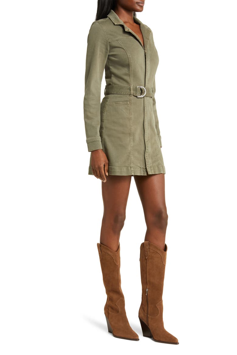 Anessa Belted Long Sleeve Shirtdress, Alternate, color, VINTAGE GREEN FOREST