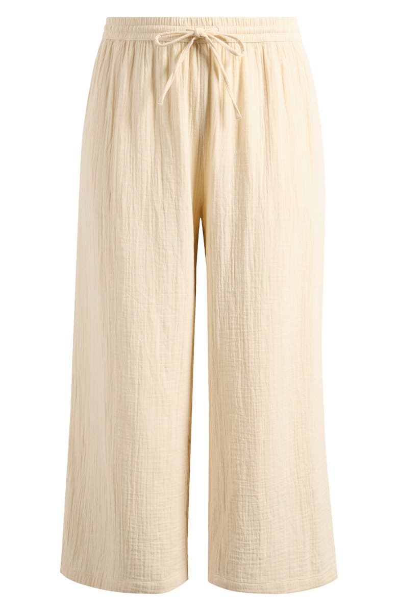 Caslon<sup>®</sup> Wide Leg Crop Cotton Gauze Pants, Alternate, color, Beige Burnt