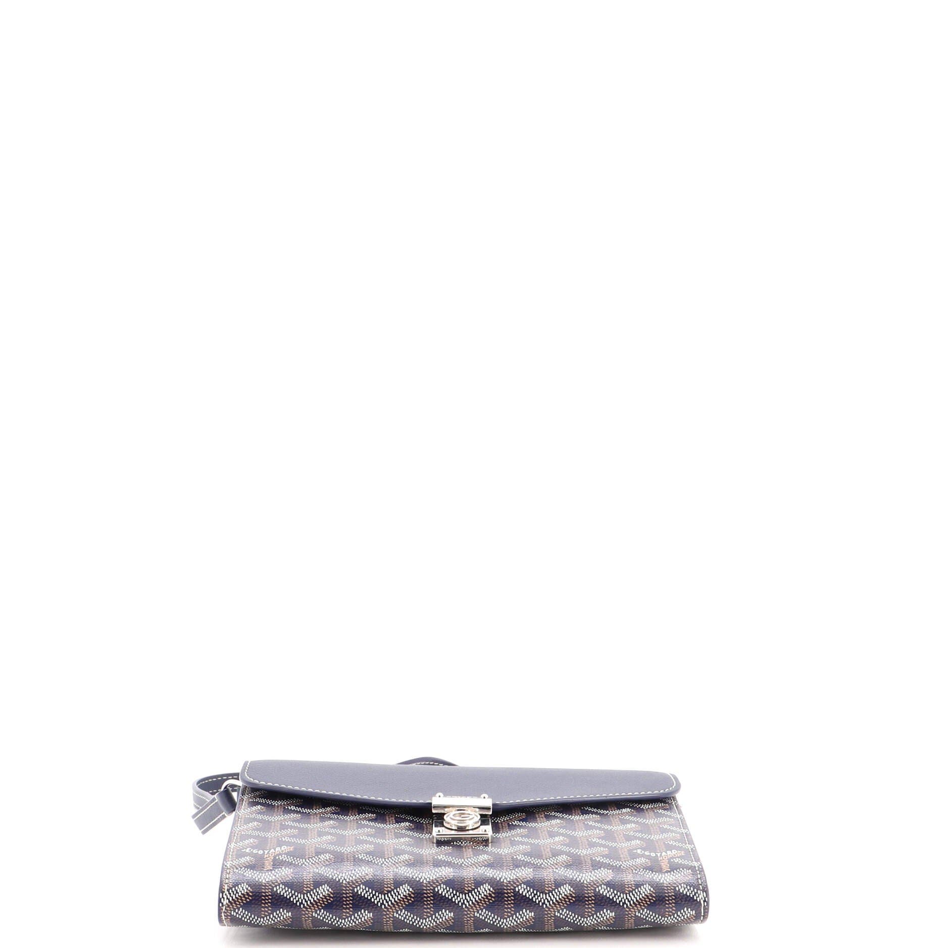 Chypre Wallet on Strap Coated Canvas with Leather, Alternate, color, Blue