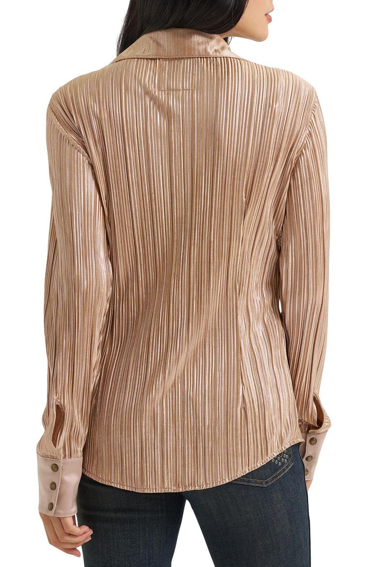Pliss Long Sleeve Western Shirt, Alternate, color, ROSE GOLD