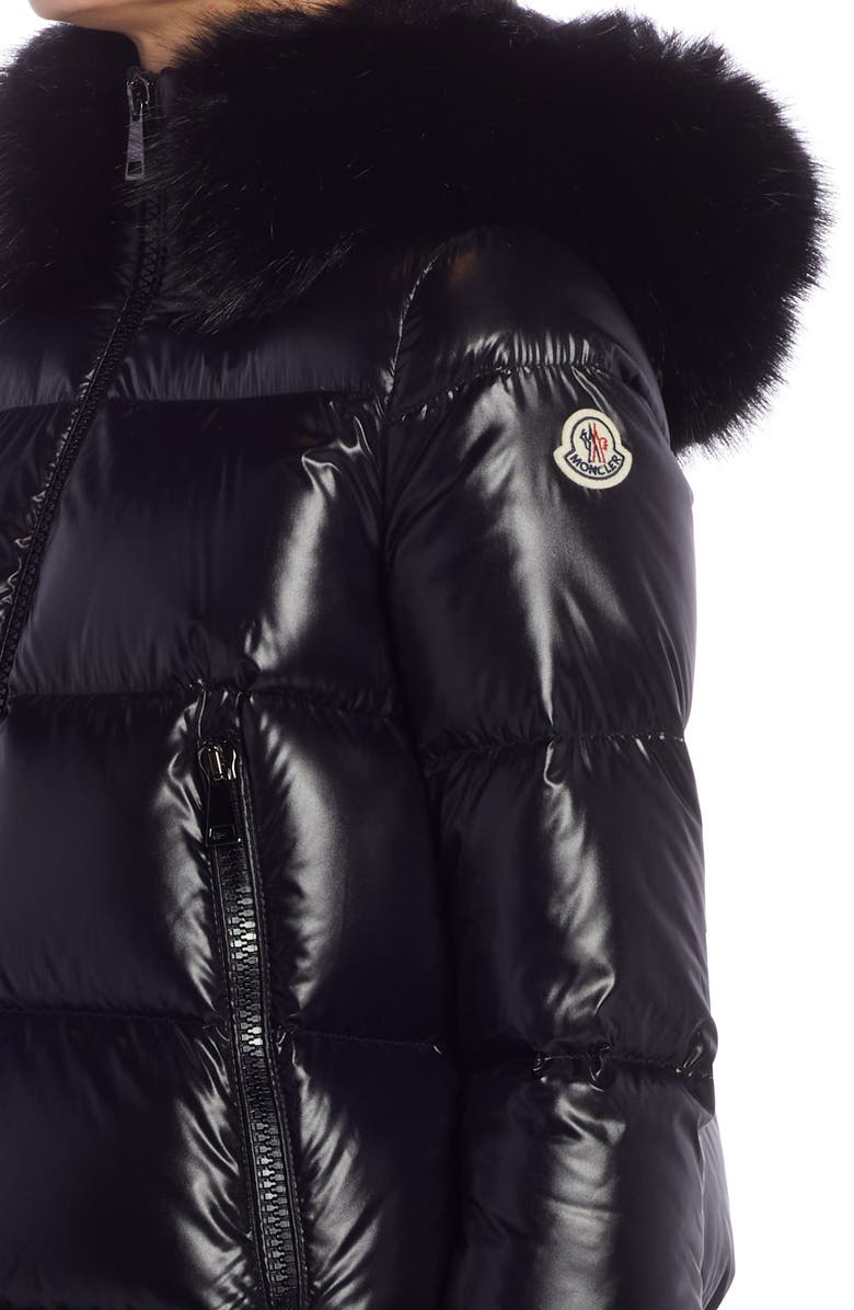 Moncler Laiche Quilted Hooded Down Jacket with Removable Faux Fur Trim, Alternate, color,