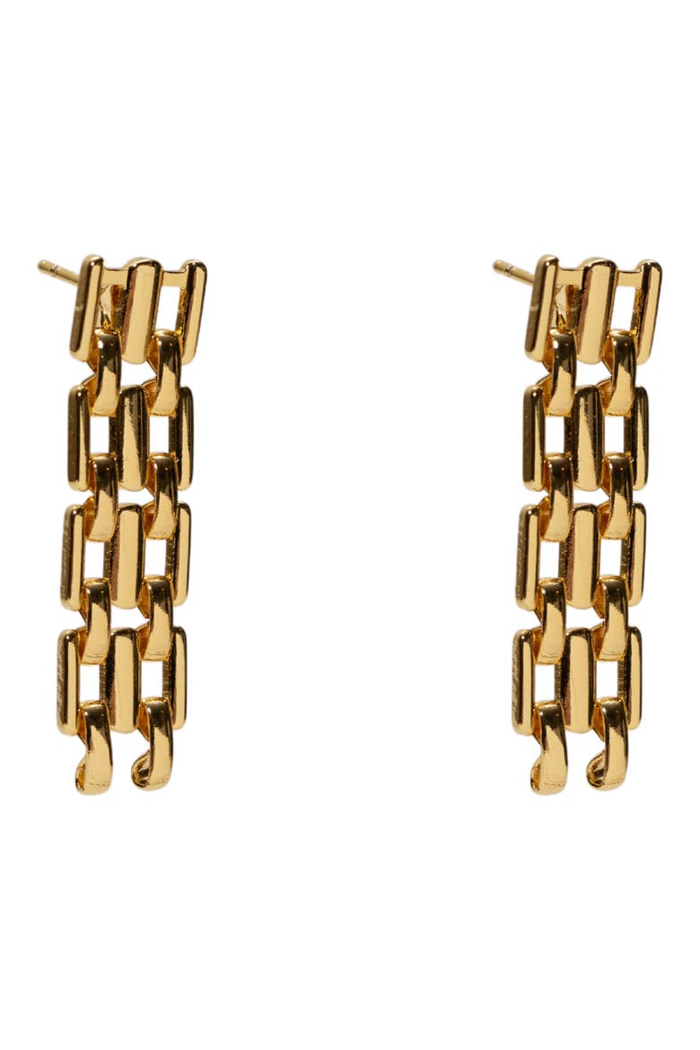 Panthera Link Linear Drop Earrings, Main, color, GOLD