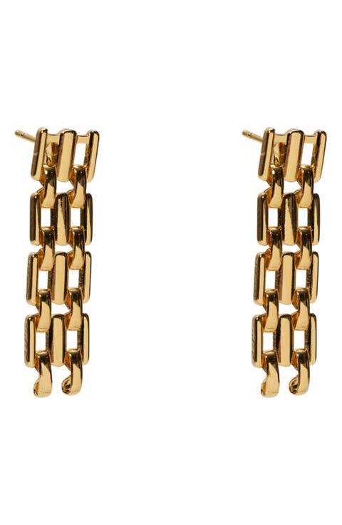 Panthera Link Linear Drop Earrings