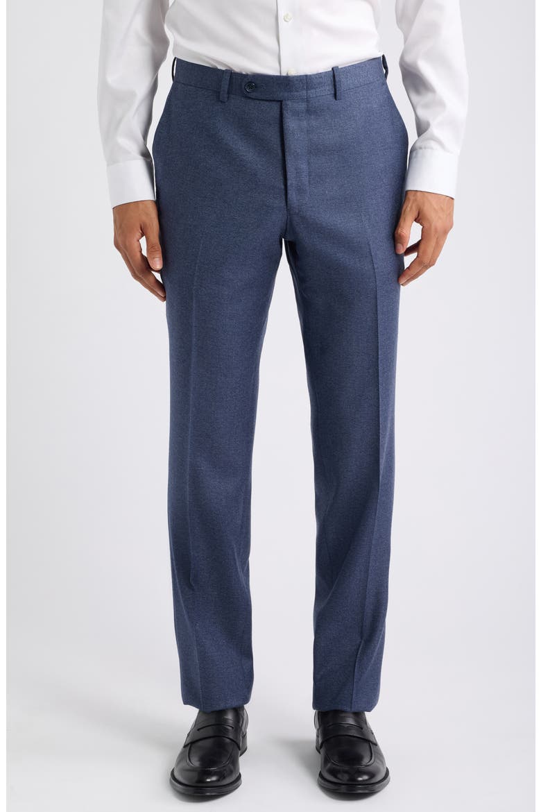 Harker Flat Front Wool & Cashmere Trousers, Main, color, BLUE