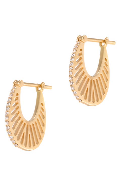 Flat Ray Diamond Hoop Earrings