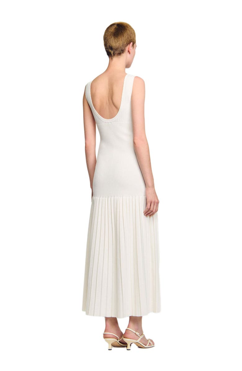SANDRO V-neck knit maxi dress, Alternate, color, Ecru