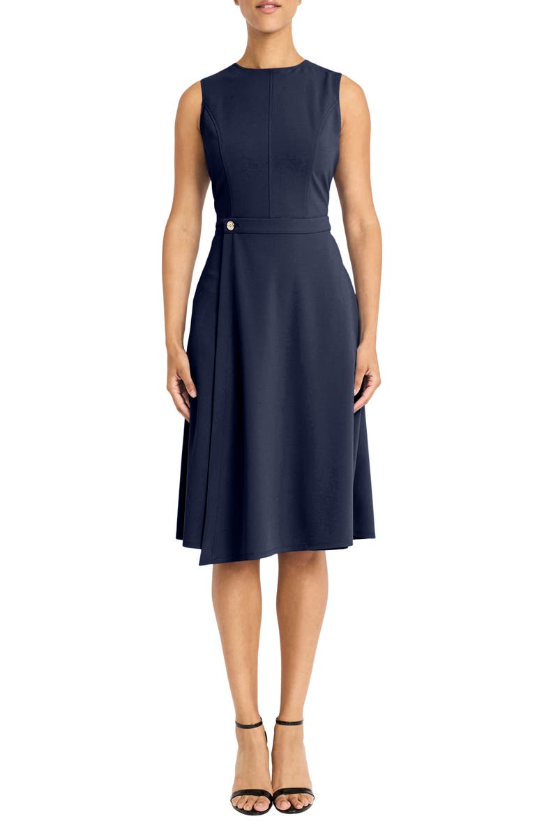 Maggy London Sleeveless Wrap Skirt Knit Dress, Main, color, Navy Blazer