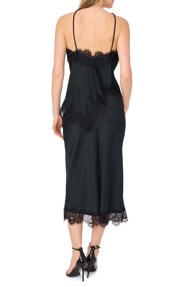 Satin Lace Asymmetric Halter Top, Alternate, color, RICH BLACK