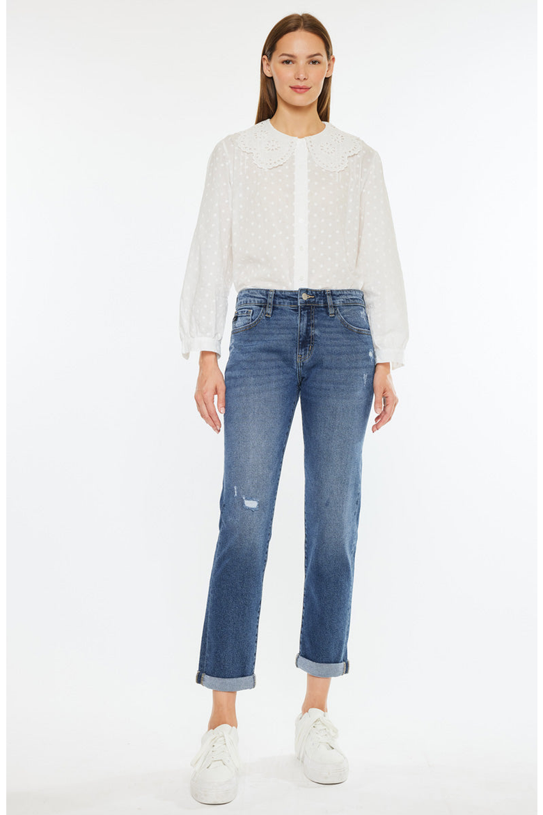 Pamela Essentials Mid Rise Slim Straight Jeans, Main, color, Dark Wash