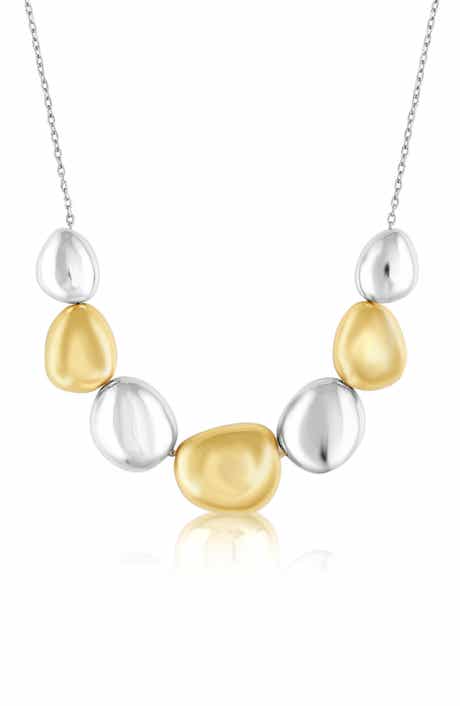 Irregular Two-Tone Pebble Statement Necklace