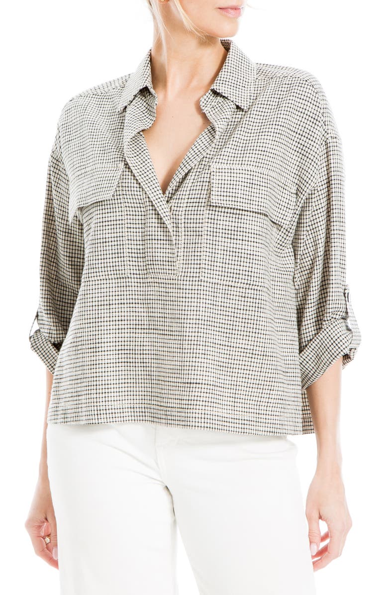 MAX STUDIO Minicheck Long Sleeve Top, Alternate, color, 