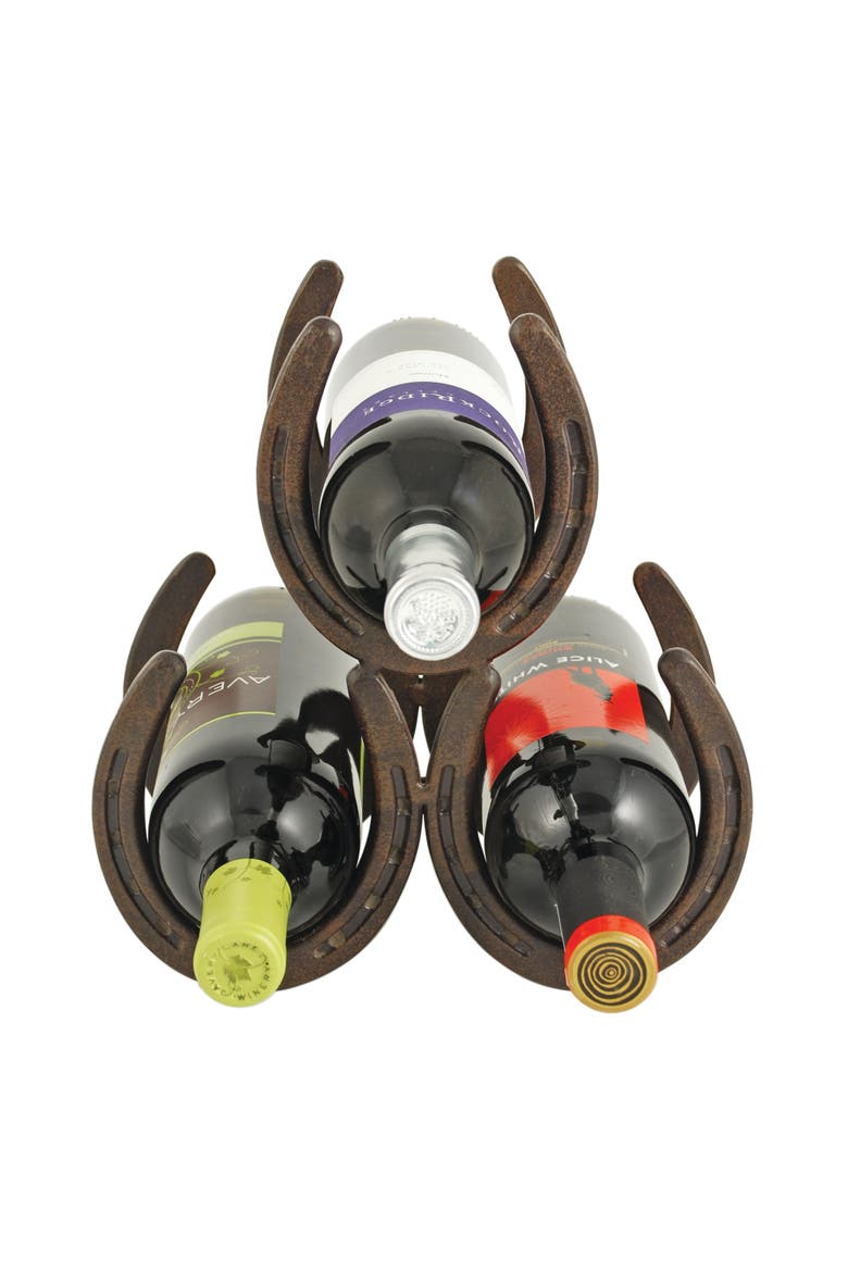 Horseshoe 3 Bottle Wine Rack, Main, color, Black