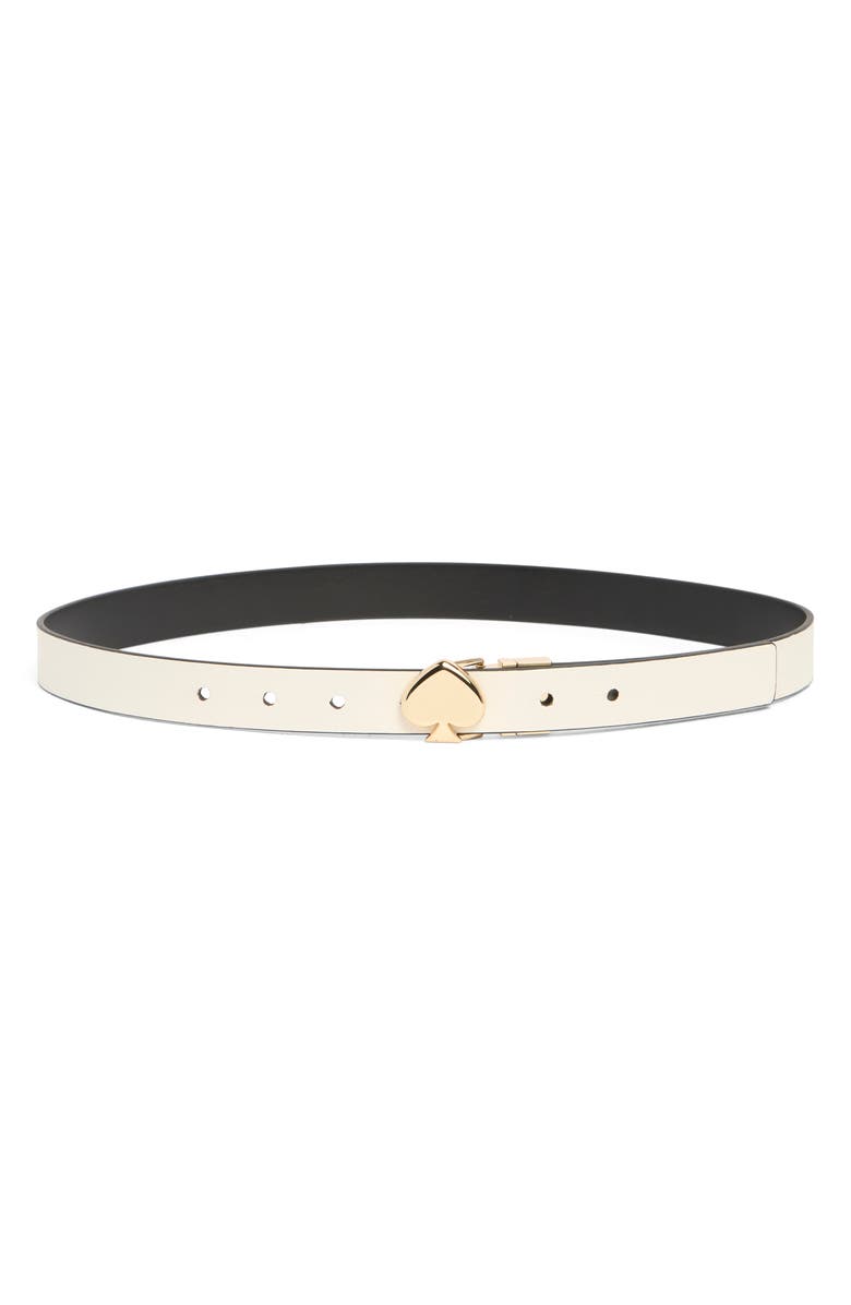 Kate Spade New York 25mm reversible spade leather belt, Alternate, color, Black / Polished Gold
