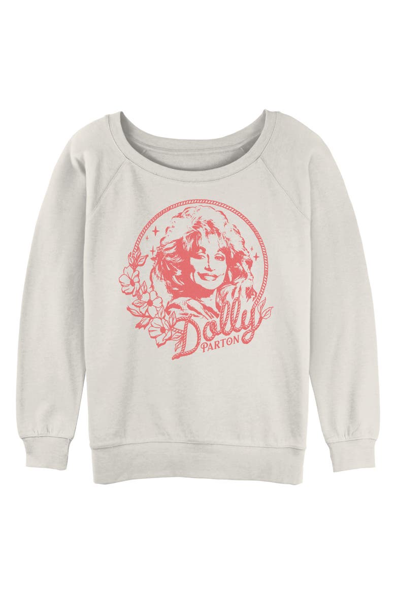 Junior's Artistic Lasso Badge Sweatshirt, Main, color, Egret