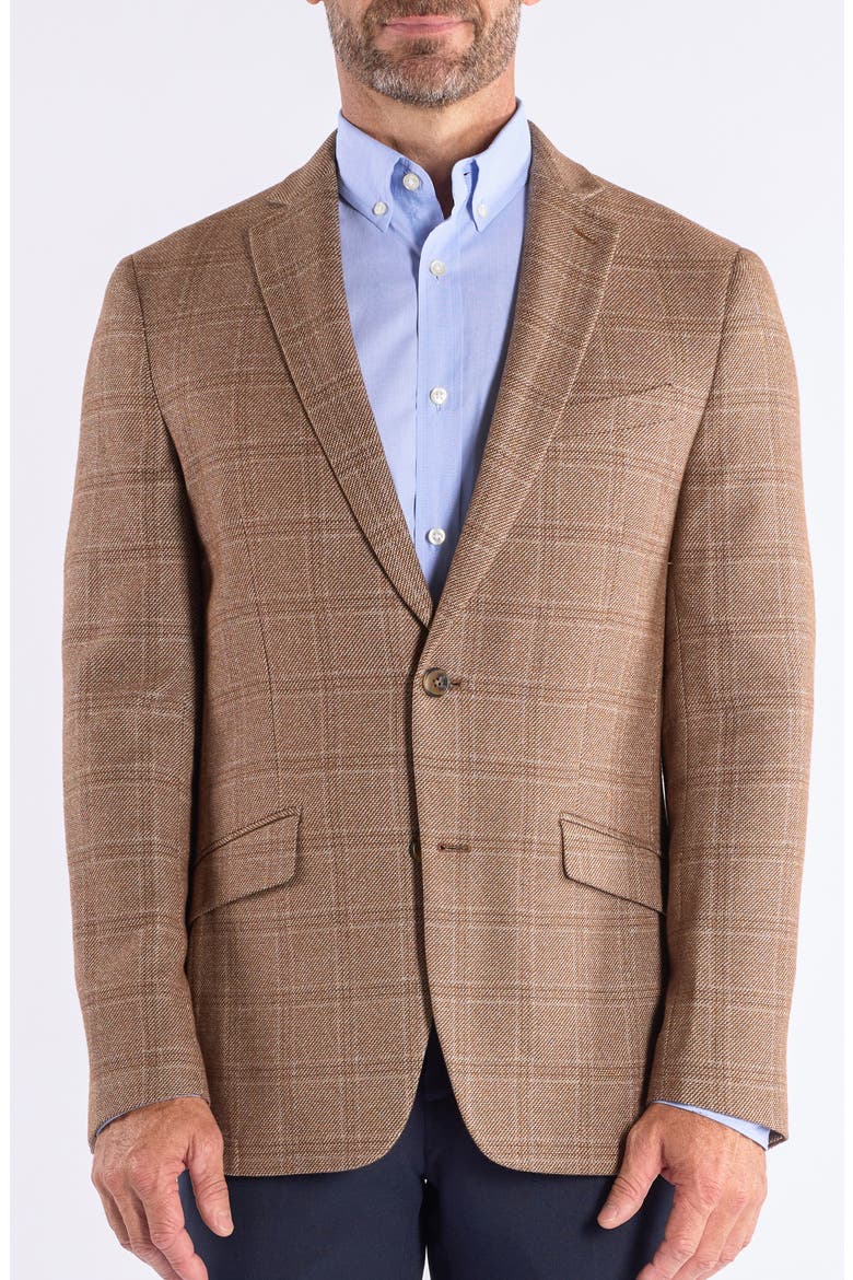 Windowpane Knit Sport Coat, Main, color, TAN
