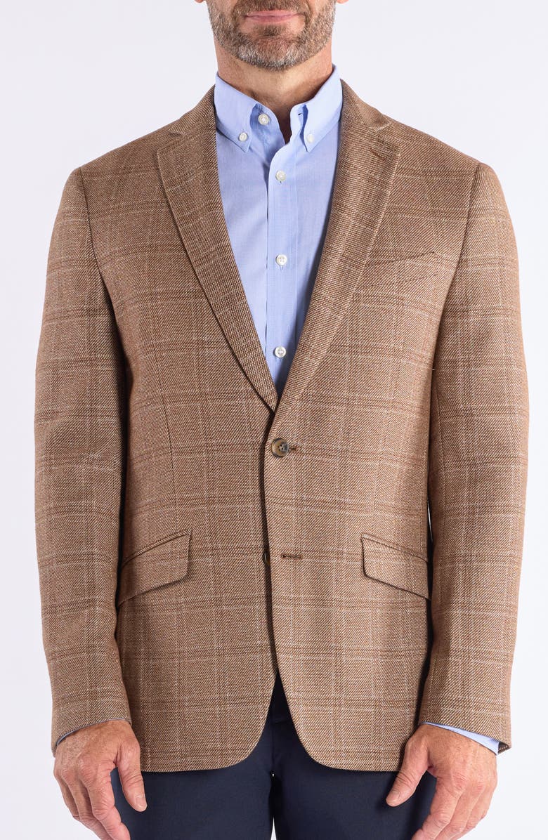 SAVILE ROW CO Windowpane Knit Sport Coat, Main, color, Tan
