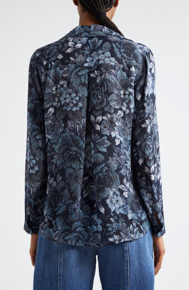 L'AGENCE Nina Floral Print Silk Button-Up Shirt, Alternate, color, 