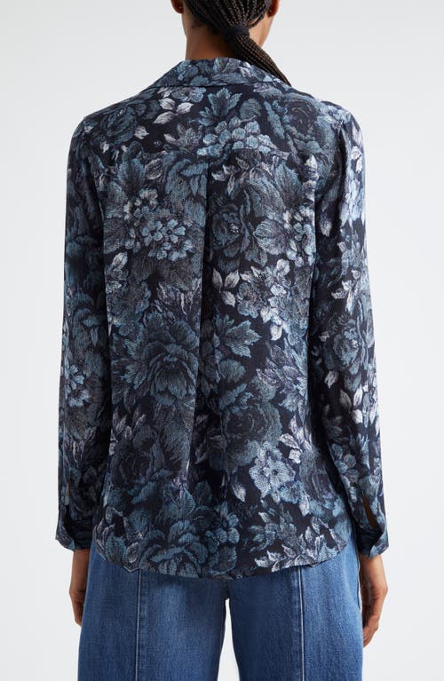L Agence Nina Silk Blouse In Black/midnight Floral Multi