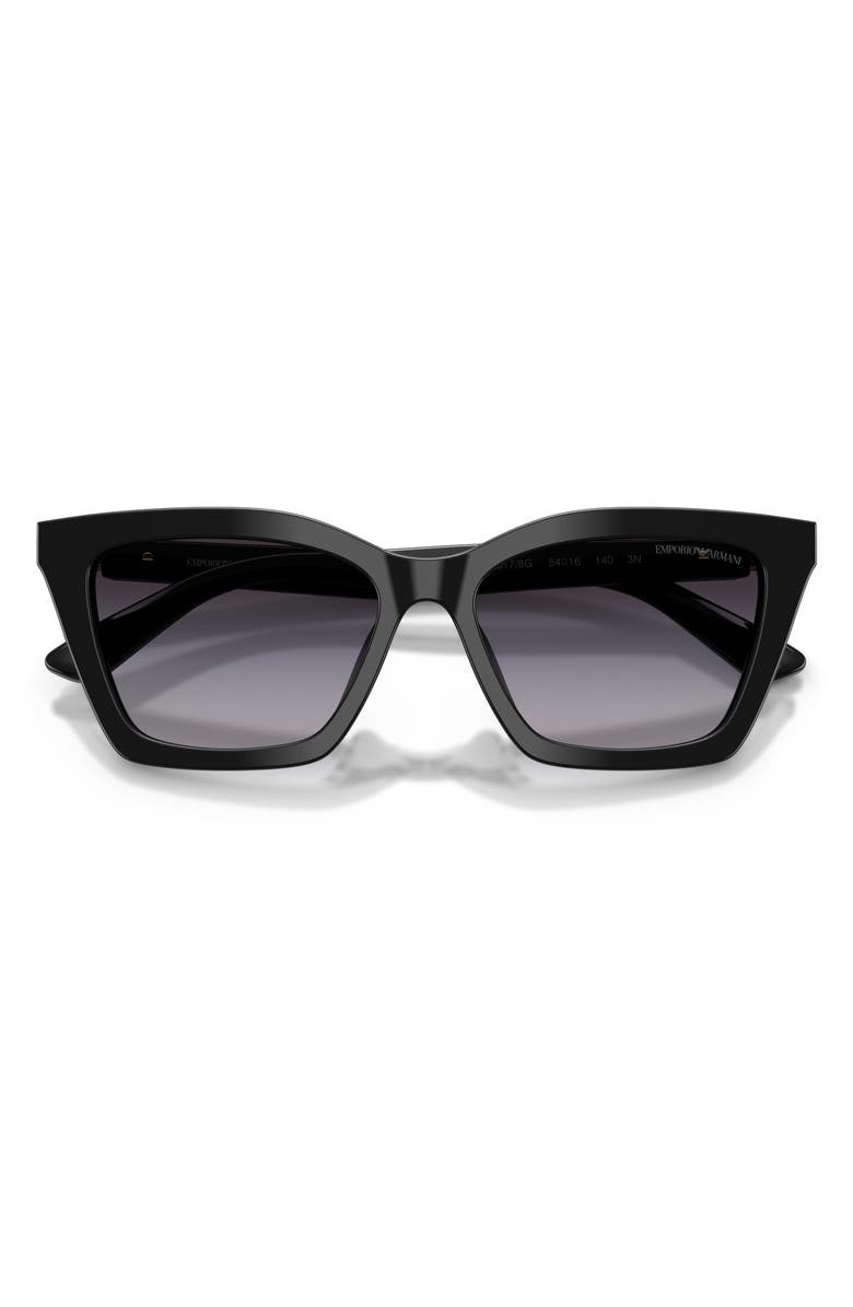 Emporio Armani 54mm Butterfly Sunglasses, Alternate, color, Shiny Black / Gradient Grey