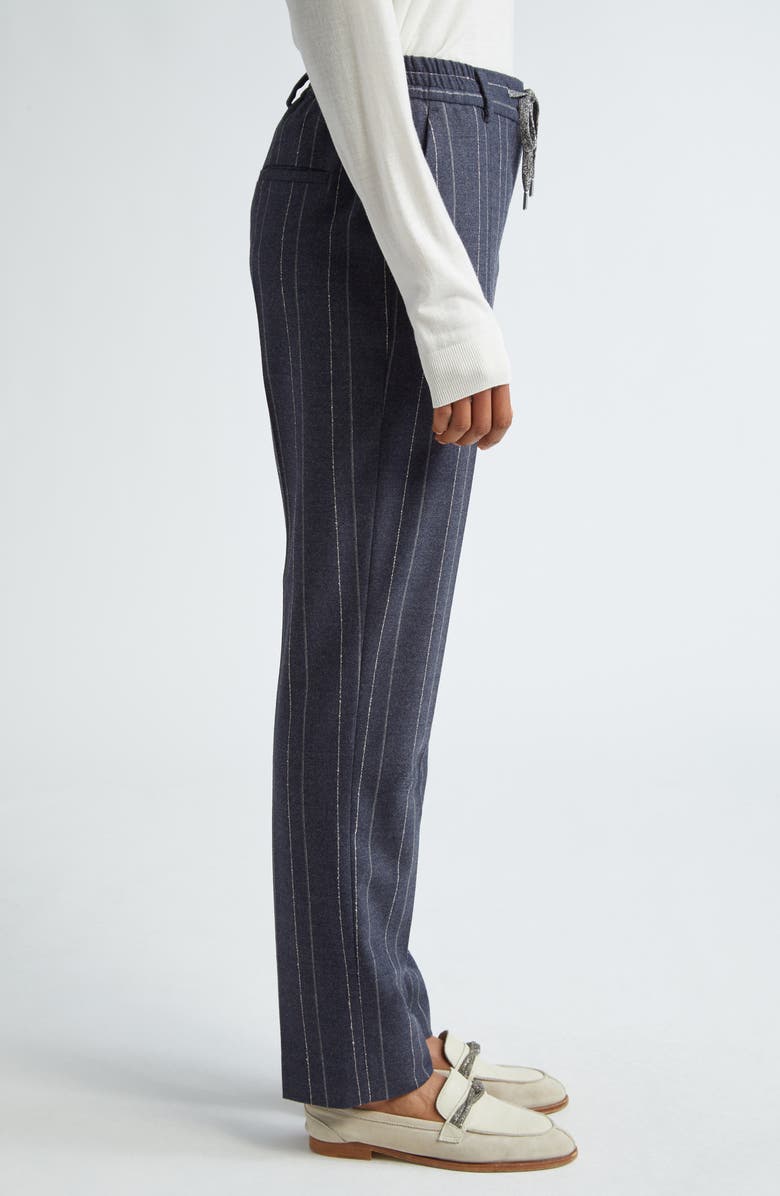Eleventy Pinstripe Sparkle Stretch Virgin Wool Pants, Alternate, color,