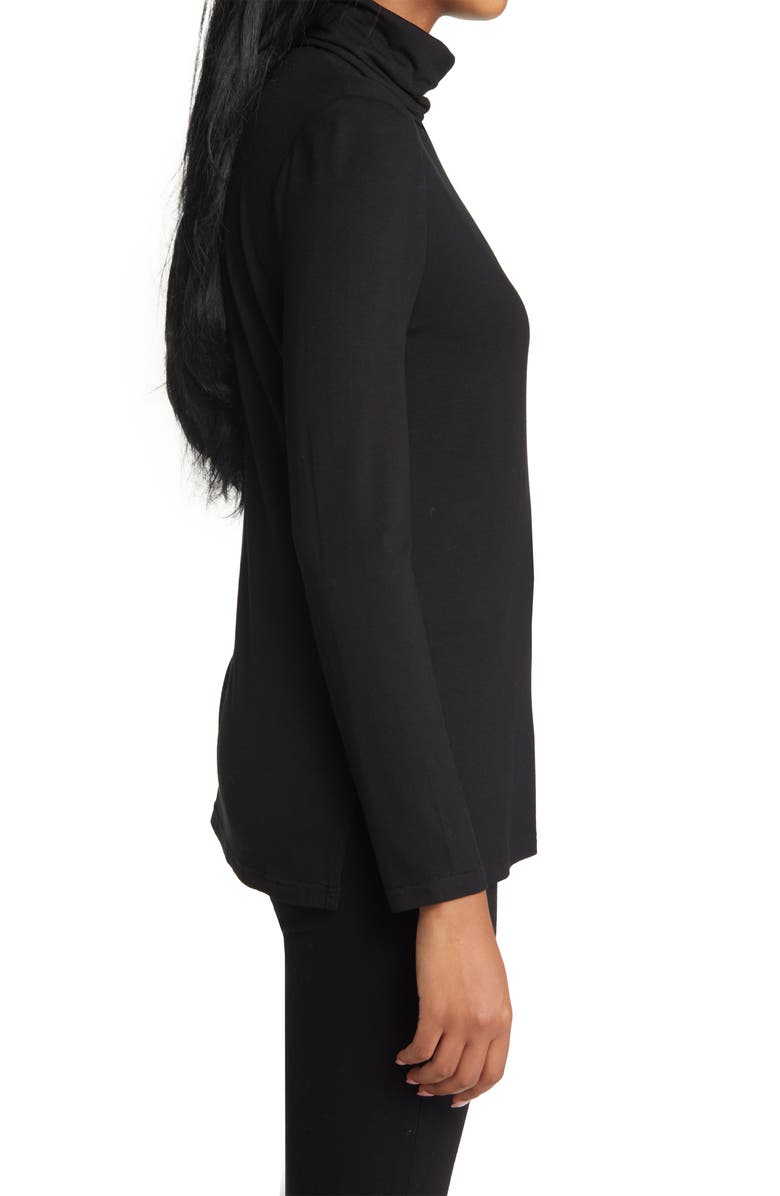 Ming Wang Turtleneck Jersey Tunic Top, Alternate, color, Black