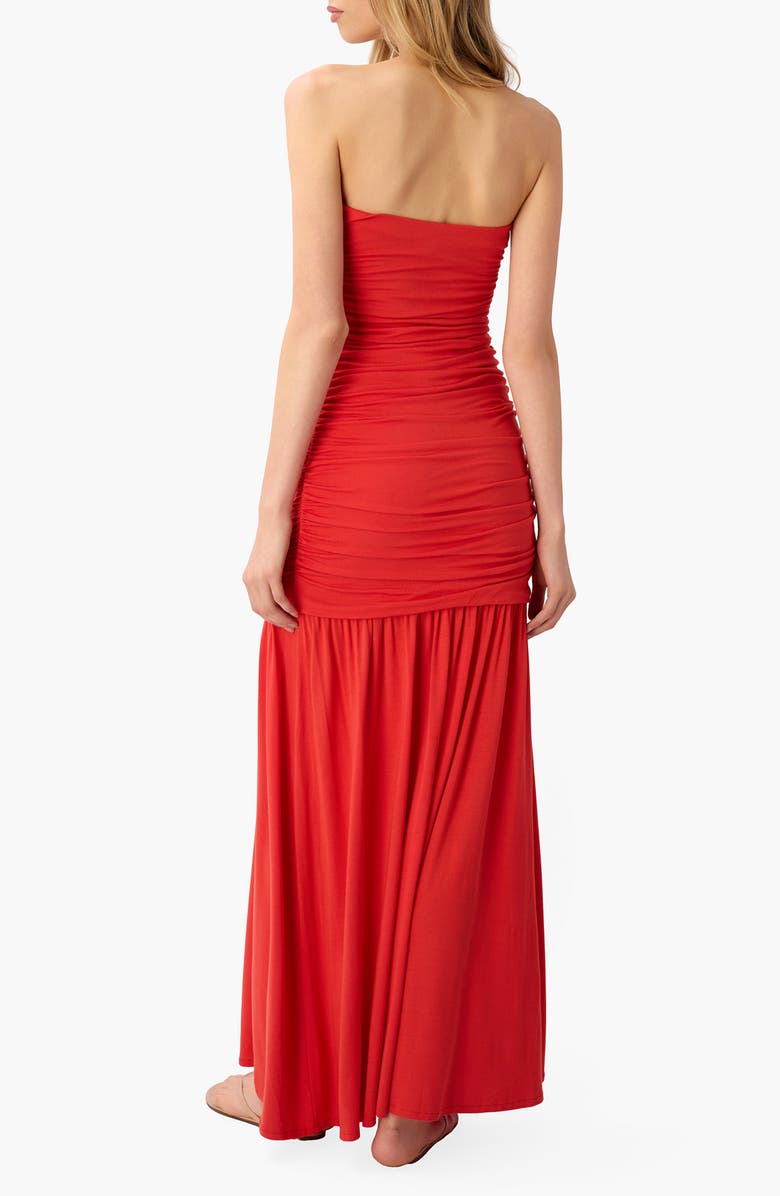 CAMI NYC Waverly Strapless Drop Waist Maxi Dress, Alternate, color, Goji