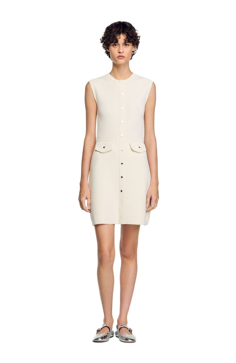 SANDRO Rib knit mini dress, Main, color, 