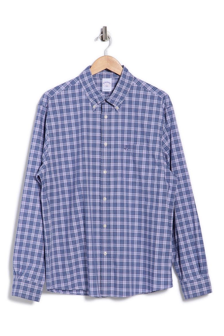 Regular Fit Plaid Cotton Button-Down Shirt, Alternate, color, LAVENDER TARTAN