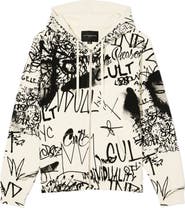 Cult of Individuality Scribbled Graphic Zip Hoodie