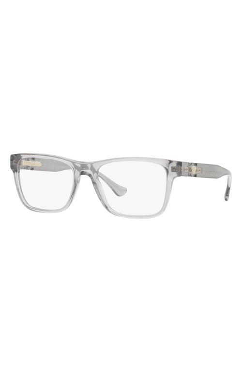Versace 57mm Rectangular Optical Glasses In Transparent Grey