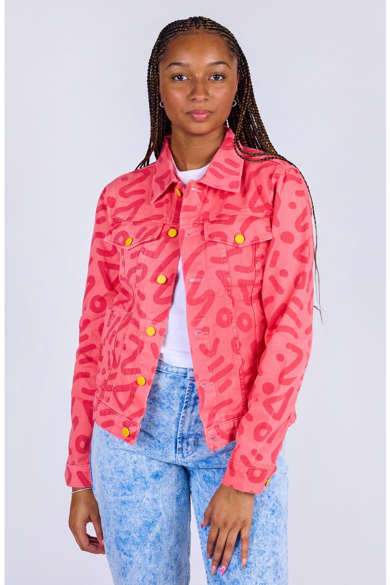 Zap Denim Jacket, Main, color, Watermelon