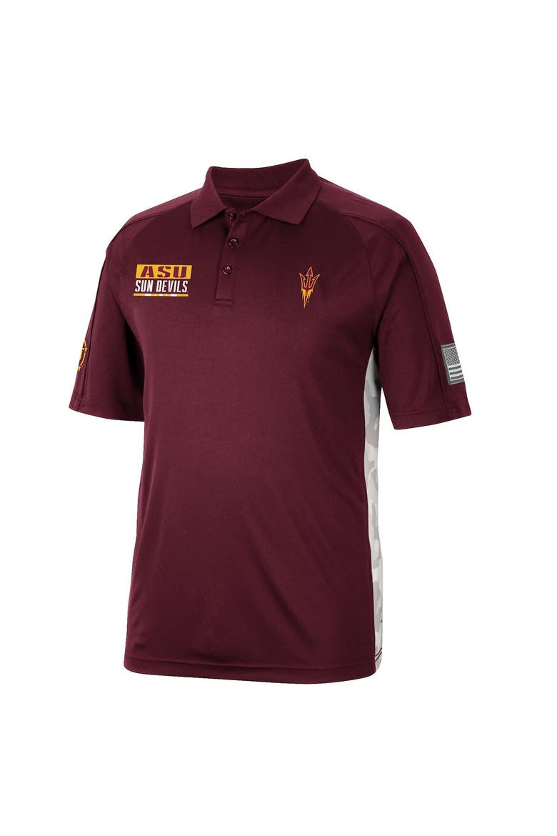 Men's Colosseum Maroon Arizona State Sun Devils OHT Military Appreciation Snow Camo Polo, Alternate, color, Maroon