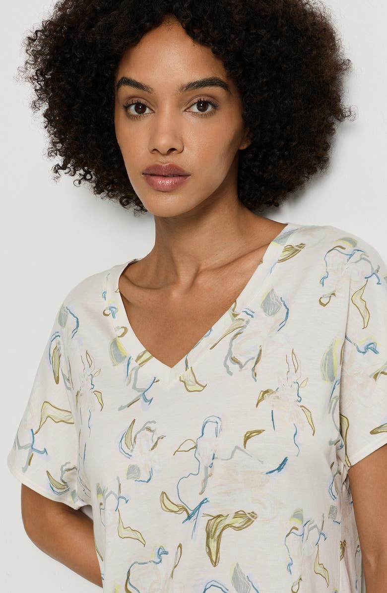 Hanro Sleep & Lounge Short Sleeve Nightgown, Alternate, color, Flowing Paint